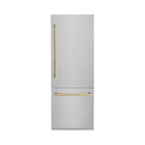 30”Autograph Edition 16.1 cu. ft. Built-in 2-Door Bottom Freezer Refrigerator with Internal Water and Ice Dispenser in Fingerprint Resistant Stainless Steel with Champagne Bronze Accents - (RBIVZSN30CB) -