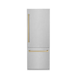 30”Autograph Edition 16.1 cu. ft. Built-in 2-Door Bottom Freezer Refrigerator with Internal Water and Ice Dispenser in Fingerprint Resistant Stainless Steel with Champagne Bronze Accents - (RBIVZSN30CB) -