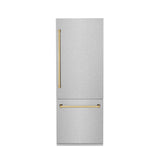 30”Autograph Edition 16.1 cu. ft. Built-in 2-Door Bottom Freezer Refrigerator with Internal Water and Ice Dispenser in Fingerprint Resistant Stainless Steel with Polished Gold Accents - (RBIVZSN30G) -