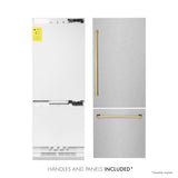 30”Autograph Edition 16.1 cu. ft. Built-in 2-Door Bottom Freezer Refrigerator with Internal Water and Ice Dispenser in Fingerprint Resistant Stainless Steel with Polished Gold Accents - (RBIVZSN30G) -