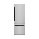 30”Autograph Edition 16.1 cu. ft. Built-in 2-Door Bottom Freezer Refrigerator with Internal Water and Ice Dispenser in Fingerprint Resistant Stainless Steel with Matte Black Accents - (RBIVZSN30MB) -