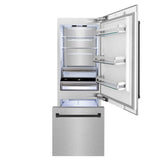30”Autograph Edition 16.1 cu. ft. Built-in 2-Door Bottom Freezer Refrigerator with Internal Water and Ice Dispenser in Fingerprint Resistant Stainless Steel with Matte Black Accents - (RBIVZSN30MB) -