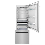 30”Autograph Edition 16.1 cu. ft. Built-in 2-Door Bottom Freezer Refrigerator with Internal Water and Ice Dispenser in Fingerprint Resistant Stainless Steel with Matte Black Accents - (RBIVZSN30MB) -