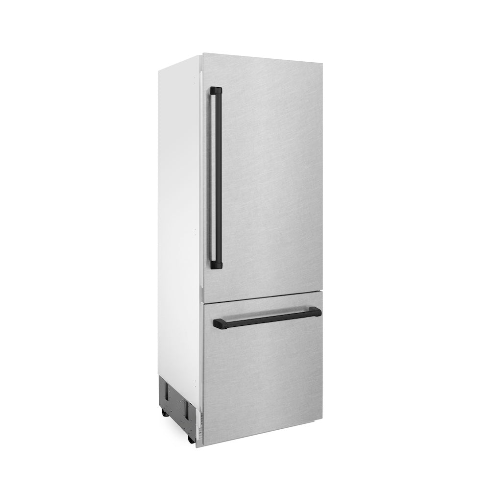 30”Autograph Edition 16.1 cu. ft. Built-in 2-Door Bottom Freezer Refrigerator with Internal Water and Ice Dispenser in Fingerprint Resistant Stainless Steel with Matte Black Accents - (RBIVZSN30MB) -