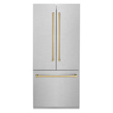 36”Autograph Edition 19.6 cu. ft. Built-in 3-Door French Door Refrigerator with Internal Water and Ice Dispenser in Fingerprint Resistant Stainless Steel with Champagne Bronze Accents - (RBIVZSN36CB) -