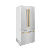 36”Autograph Edition 19.6 cu. ft. Built-in 3-Door French Door Refrigerator with Internal Water and Ice Dispenser in Fingerprint Resistant Stainless Steel with Champagne Bronze Accents - (RBIVZSN36CB) -