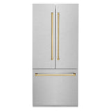 36”Autograph Edition 19.6 cu. ft. Built-in 3-Door French Door Refrigerator with Internal Water and Ice Dispenser in Fingerprint Resistant Stainless Steel with Polished Gold Accents - (RBIVZSN36G) -