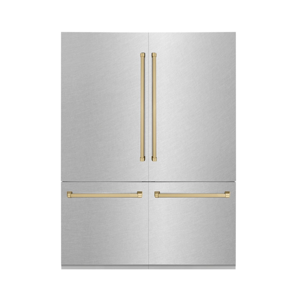 60"Autograph Edition 32.2 cu. ft. Built-in 4-Door French Door Refrigerator with Internal Water and Ice Dispenser in Fingerprint Resistant Stainless Steel with Champagne Bronze Accents - (RBIVZSN60CB) -