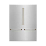 60"Autograph Edition 32.2 cu. ft. Built-in 4-Door French Door Refrigerator with Internal Water and Ice Dispenser in Fingerprint Resistant Stainless Steel with Polished Gold Accents - (RBIVZSN60G) -