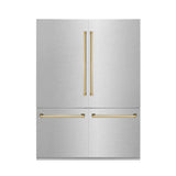 60"Autograph Edition 32.2 cu. ft. Built-in 4-Door French Door Refrigerator with Internal Water and Ice Dispenser in Fingerprint Resistant Stainless Steel with Polished Gold Accents - (RBIVZSN60G) -