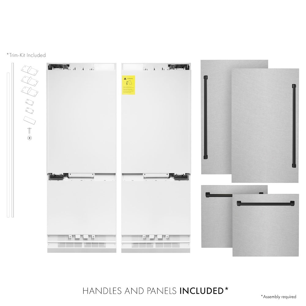 60"Autograph Edition 32.2 cu. ft. Built-in 4-Door French Door Refrigerator with Internal Water and Ice Dispenser in Fingerprint Resistant Stainless Steel with Matte Black Accents - (RBIVZSN60MB) -