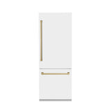 30”Autograph Edition 16.1 cu. ft. Built-in 2-Door Bottom Freezer Refrigerator with Internal Water and Ice Dispenser in White Matte with Champagne Bronze Accents - (RBIVZWM30CB) -