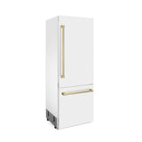 30”Autograph Edition 16.1 cu. ft. Built-in 2-Door Bottom Freezer Refrigerator with Internal Water and Ice Dispenser in White Matte with Champagne Bronze Accents - (RBIVZWM30CB) -