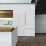 30”Autograph Edition 16.1 cu. ft. Built-in 2-Door Bottom Freezer Refrigerator with Internal Water and Ice Dispenser in White Matte with Polished Gold Accents - (RBIVZWM30G) -