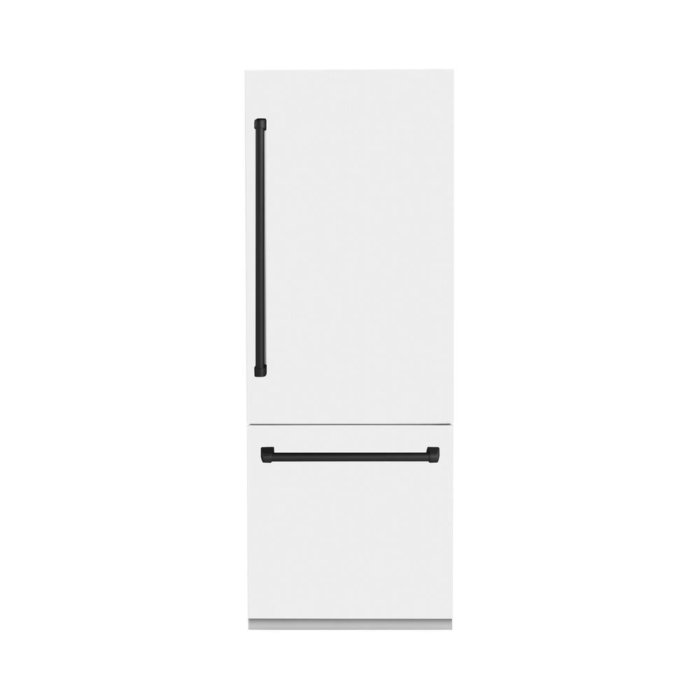 30”Autograph Edition 16.1 cu. ft. Built-in 2-Door Bottom Freezer Refrigerator with Internal Water and Ice Dispenser in White Matte with Matte Black Accents - (RBIVZWM30MB) -