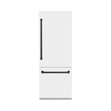 30”Autograph Edition 16.1 cu. ft. Built-in 2-Door Bottom Freezer Refrigerator with Internal Water and Ice Dispenser in White Matte with Matte Black Accents - (RBIVZWM30MB) -
