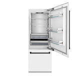 30”Autograph Edition 16.1 cu. ft. Built-in 2-Door Bottom Freezer Refrigerator with Internal Water and Ice Dispenser in White Matte with Matte Black Accents - (RBIVZWM30MB) -