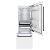 30”Autograph Edition 16.1 cu. ft. Built-in 2-Door Bottom Freezer Refrigerator with Internal Water and Ice Dispenser in White Matte with Matte Black Accents - (RBIVZWM30MB) -