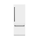 30”Autograph Edition 16.1 cu. ft. Built-in 2-Door Bottom Freezer Refrigerator with Internal Water and Ice Dispenser in White Matte with Matte Black Accents - (RBIVZWM30MB) -