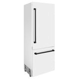 30”Autograph Edition 16.1 cu. ft. Built-in 2-Door Bottom Freezer Refrigerator with Internal Water and Ice Dispenser in White Matte with Matte Black Accents - (RBIVZWM30MB) -