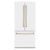 36”Autograph Edition 19.6 cu. ft. Built-in 3-Door French Door Refrigerator with Internal Water and Ice Dispenser in White Matte with Champagne Bronze Accents - (RBIVZWM36CB) -