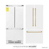 36”Autograph Edition 19.6 cu. ft. Built-in 3-Door French Door Refrigerator with Internal Water and Ice Dispenser in White Matte with Champagne Bronze Accents - (RBIVZWM36CB) -
