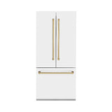 36”Autograph Edition 19.6 cu. ft. Built-in 3-Door French Door Refrigerator with Internal Water and Ice Dispenser in White Matte with Polished Gold Accents - (RBIVZWM36G) -