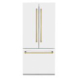 36”Autograph Edition 19.6 cu. ft. Built-in 3-Door French Door Refrigerator with Internal Water and Ice Dispenser in White Matte with Polished Gold Accents - (RBIVZWM36G) -