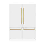 60"Autograph Edition 32.2 cu. ft. Built-in 4-Door French Door Refrigerator with Internal Water and Ice Dispenser in White Matte with Champagne Bronze Accents - (RBIVZWM60CB) -