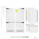 60"Autograph Edition 32.2 cu. ft. Built-in 4-Door French Door Refrigerator with Internal Water and Ice Dispenser in White Matte with Champagne Bronze Accents - (RBIVZWM60CB) -