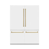 60"Autograph Edition 32.2 cu. ft. Built-in 4-Door French Door Refrigerator with Internal Water and Ice Dispenser in White Matte with Champagne Bronze Accents - (RBIVZWM60CB) -