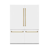 60"Autograph Edition 32.2 cu. ft. Built-in 4-Door French Door Refrigerator with Internal Water and Ice Dispenser in White Matte with Polished Gold Accents - (RBIVZWM60G) -