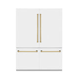 60"Autograph Edition 32.2 cu. ft. Built-in 4-Door French Door Refrigerator with Internal Water and Ice Dispenser in White Matte with Polished Gold Accents - (RBIVZWM60G) -