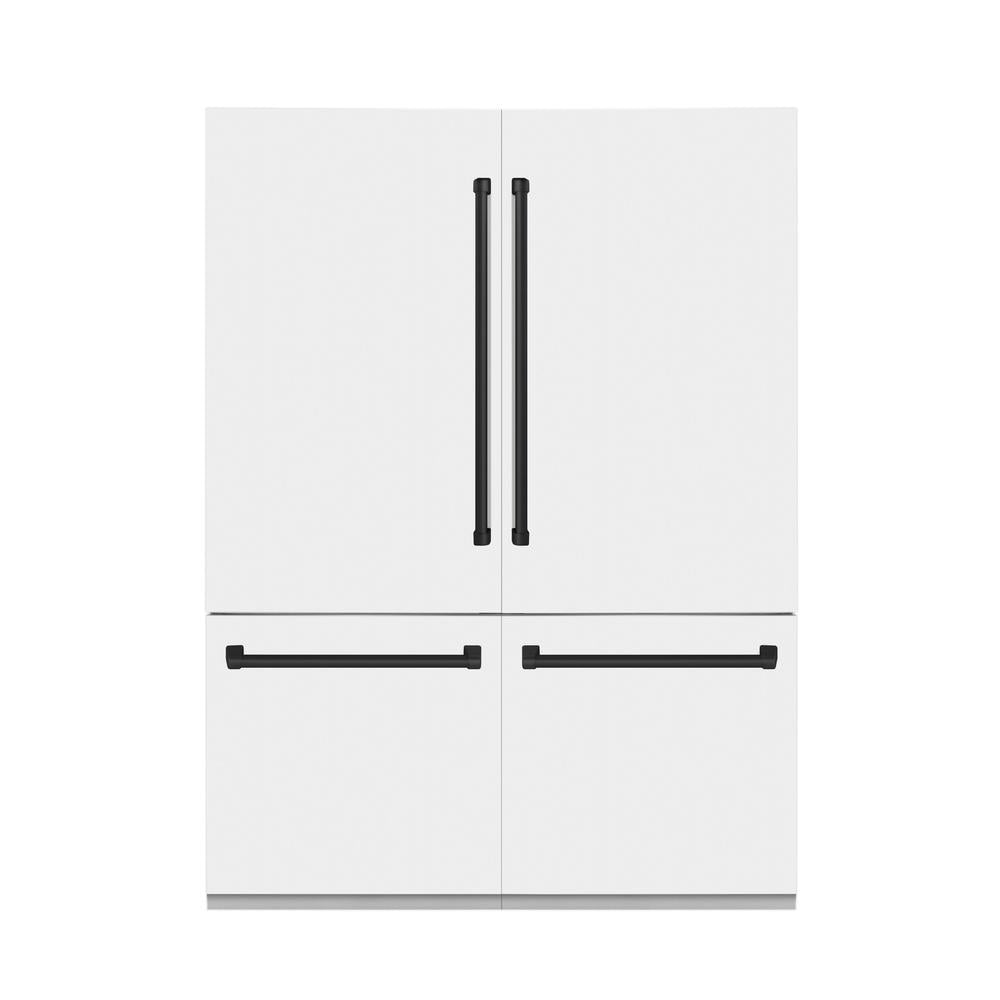60"Autograph Edition 32.2 cu. ft. Built-in 4-Door French Door Refrigerator with Internal Water and Ice Dispenser in White Matte with Matte Black Accents - (RBIVZWM60MB) -