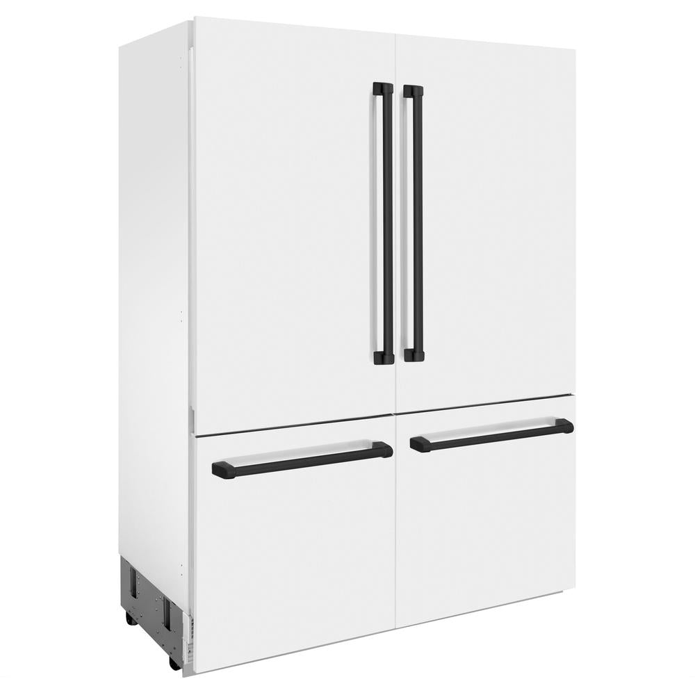 60"Autograph Edition 32.2 cu. ft. Built-in 4-Door French Door Refrigerator with Internal Water and Ice Dispenser in White Matte with Matte Black Accents - (RBIVZWM60MB) -