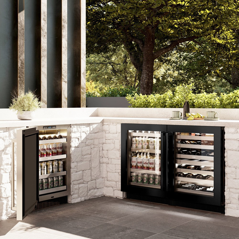 ZLINE 24 in. Touchstone 151 Can Beverage Fridge With Black Stainless Steel Glass Door (RBSO-BS-24) - (RBSOBS24) -