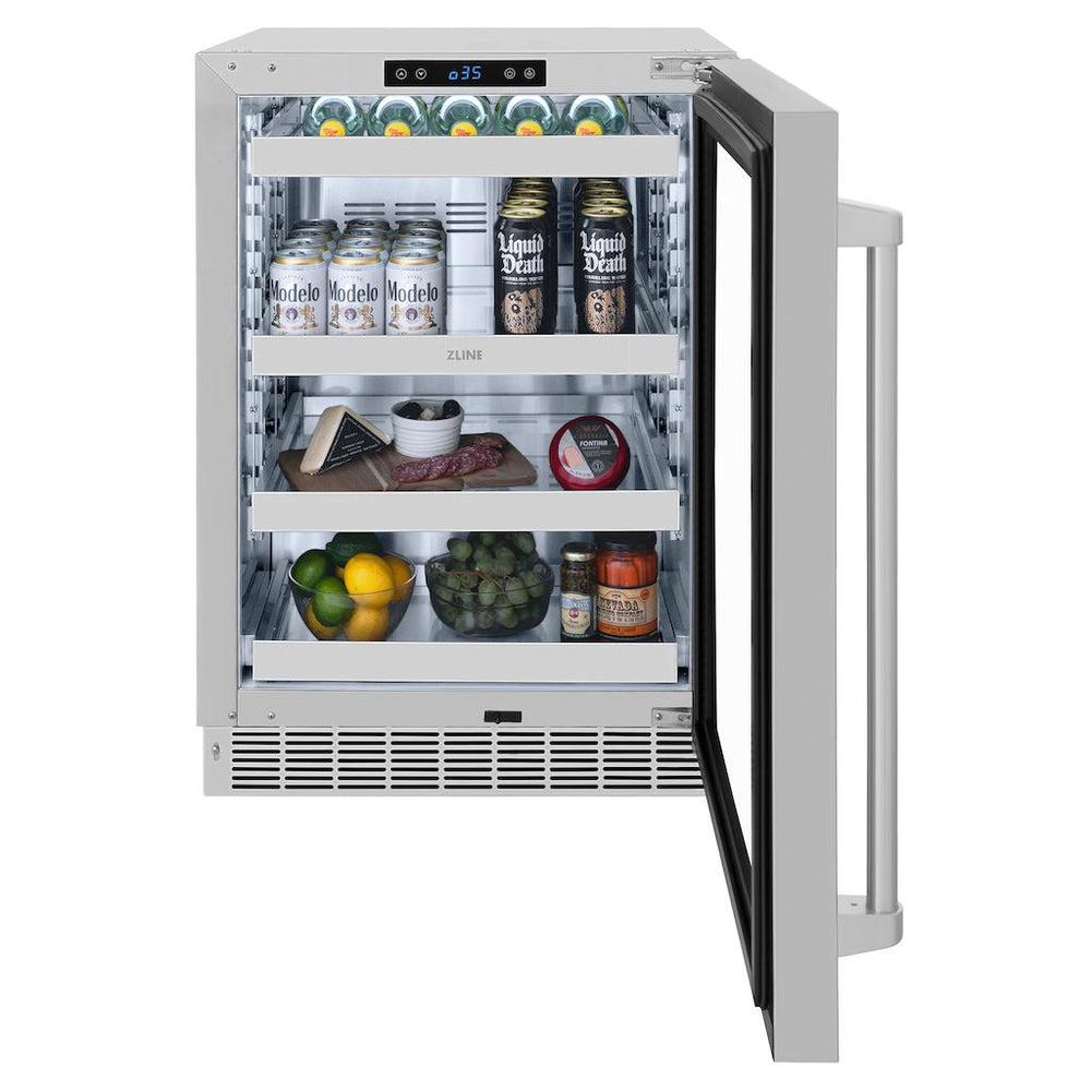 24in. Touchstone 151 Can Beverage Fridge With Stainless Steel Glass Door - (RBSOGS24) -
