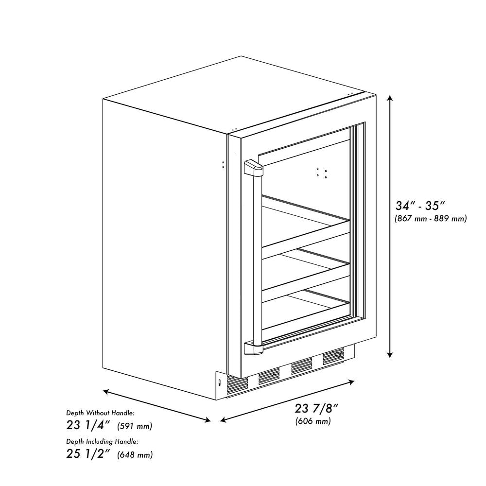 ZLINE 24 in. Touchstone 151 Can Beverage Fridge With Hand Hammered Copper Glass Door (RBSO-HH-24) - (RBSOHH24) -