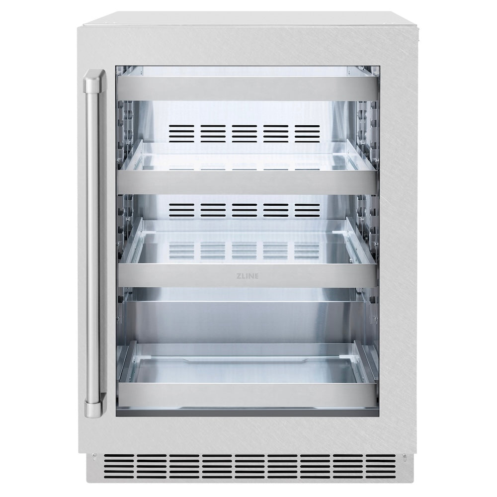 ZLINE 24 in. Touchstone 151 Can Beverage Fridge With DuraSnow® Stainless Steel Glass Door (RBSO-SN-24) - (RBSOSN24) -