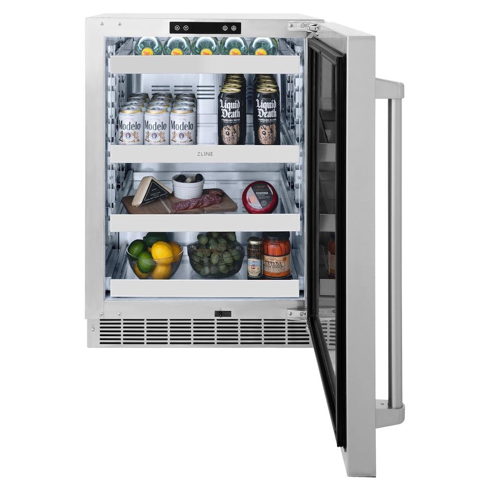 24in. Touchstone 151 Can Beverage Fridge With Solid Stainless Steel Door - (RBSOST24) -