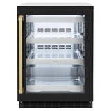 ZLINE Autograph Edition 24 in. Touchstone 151 Can Beverage Fridge With Black Matte Glass Door And Champagne Bronze Handle (RBSOZ-BLM-24-CB) - (RBSOZBLM24CB) -