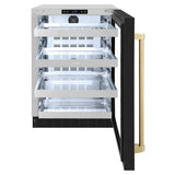 ZLINE Autograph Edition 24 in. Touchstone 151 Can Beverage Fridge With Black Matte Glass Door And Champagne Bronze Handle (RBSOZ-BLM-24-CB) - (RBSOZBLM24CB) -