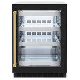 ZLINE Autograph Edition 24 in. Touchstone 151 Can Beverage Fridge With Black Matte Glass Door And Polished Gold Handle (RBSOZ-BLM-24-G) - (RBSOZBLM24G) -