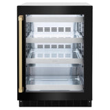 ZLINE Autograph Edition 24 in. Touchstone 151 Can Beverage Fridge With Black Stainless Steel Glass Door And Champagne Bronze Handle (RBSOZ-BS-24-CB) - (RBSOZBS24CB) -