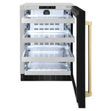 ZLINE Autograph Edition 24 in. Touchstone 151 Can Beverage Fridge With Black Stainless Steel Glass Door And Champagne Bronze Handle (RBSOZ-BS-24-CB) - (RBSOZBS24CB) -