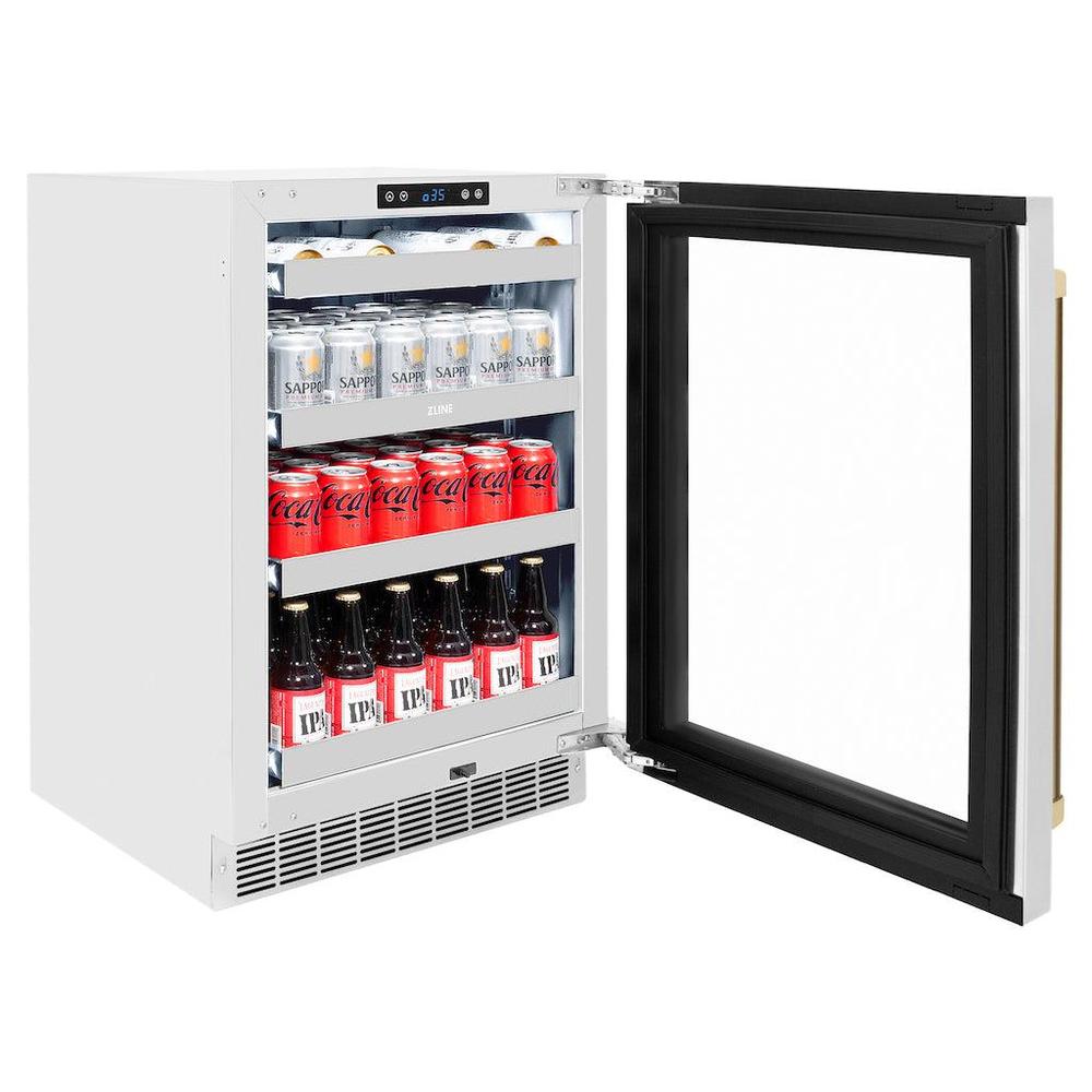 AutographEdition 24 in. Touchstone 151 Can Beverage Fridge With Stainless Steel Glass Door And Champagne Bronze Handle - (RBSOZGS24CB) -