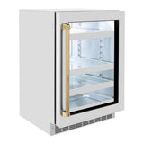AutographEdition 24 in. Touchstone 151 Can Beverage Fridge With Stainless Steel Glass Door And Polished Gold Handle - (RBSOZGS24G) -