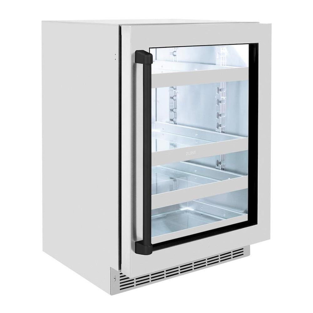 AutographEdition 24 in. Touchstone 151 Can Beverage Fridge With Stainless Steel Glass Door And Matte Black Handle - (RBSOZGS24MB) -