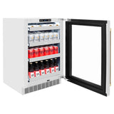 ZLINE Autograph Edition 24 in. Touchstone 151 Can Beverage Fridge With DuraSnow® Stainless Steel Glass Door And Champagne Bronze Handle (RBSOZ-SN-24-CB) - (RBSOZSN24CB) -