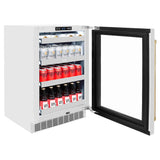 ZLINE Autograph Edition 24 in. Touchstone 151 Can Beverage Fridge With DuraSnow® Stainless Steel Glass Door And Polished Gold Handle (RBSOZ-SN-24-G) - (RBSOZSN24G) -